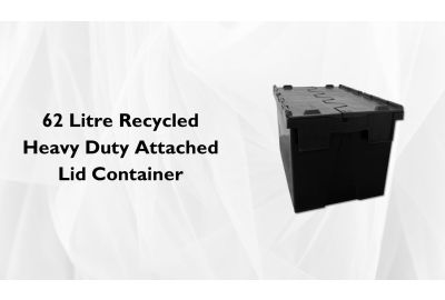62 Litre Recycled Heavy Duty Attached Lid Container.