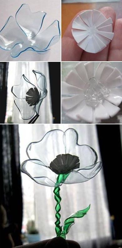 decorative flowers made from plastic bottles