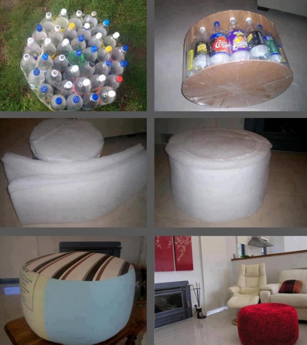 ottoman made out of bottles