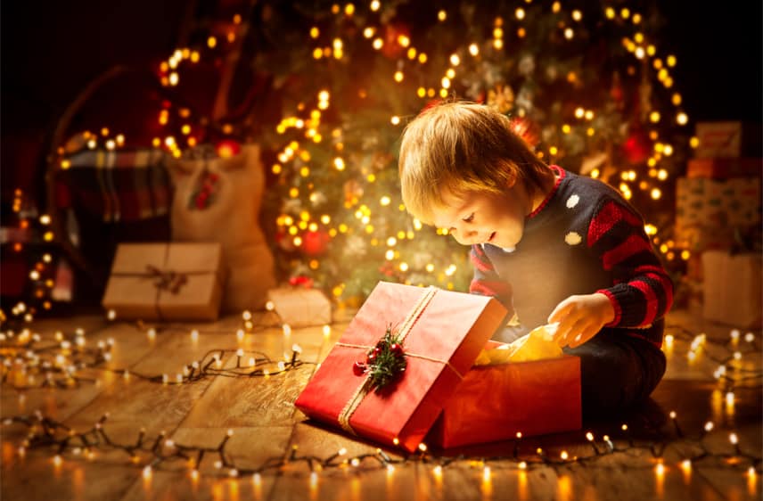boy opening present