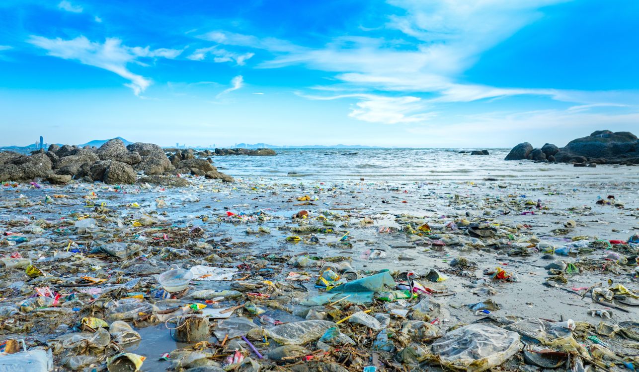 Image of plastic pollution in water