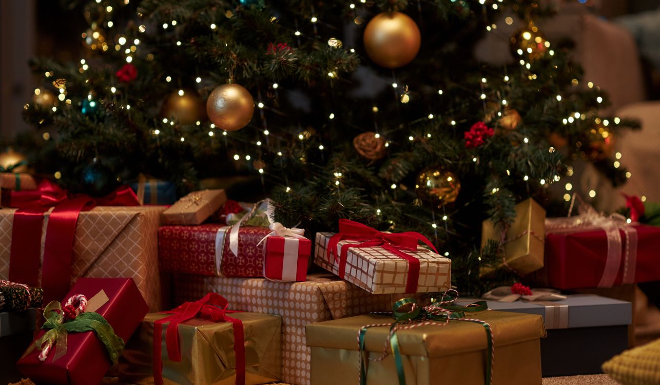 Image of presents under a Christmas tree.
