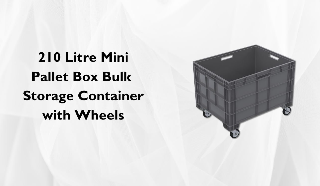 210 Litre Mini Pallet Box Bulk Storage Container with Wheels.