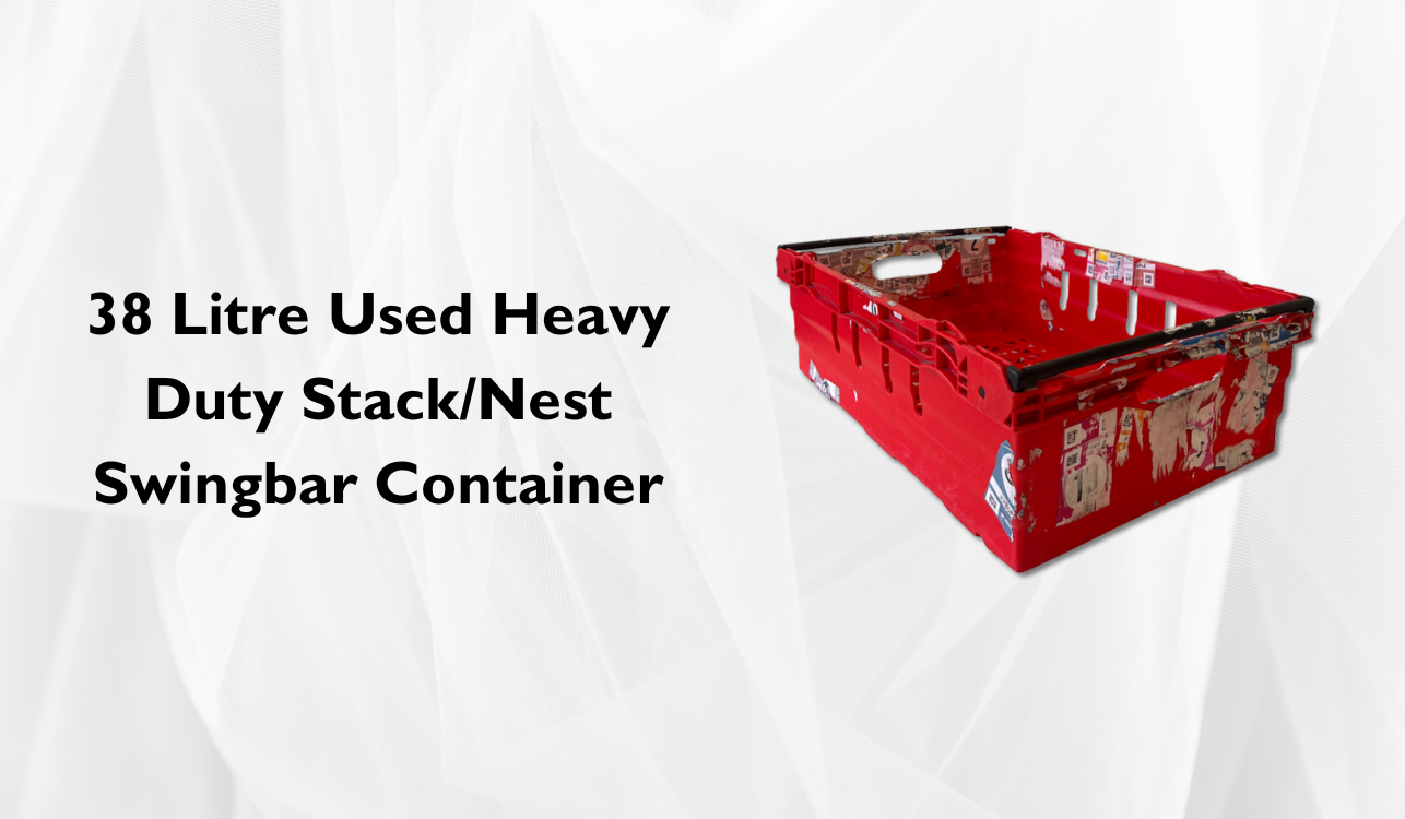 38 Litre Used Heavy Duty Stack/Nest Swingbar Container.