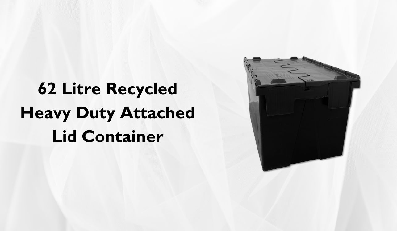 62 Litre Recycled Heavy Duty Attached Lid Container.