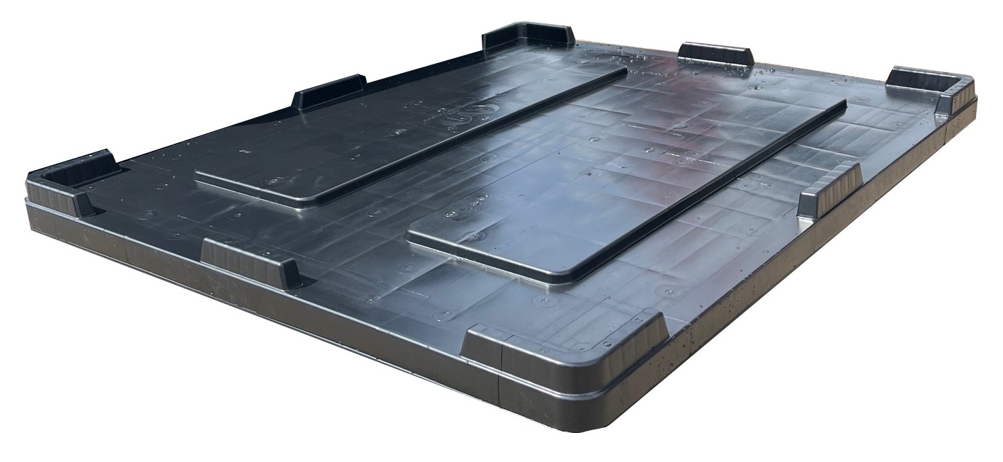 Black Recycled Material Standard Bulk Pallet Box Drop on Lid 1200x1000mm