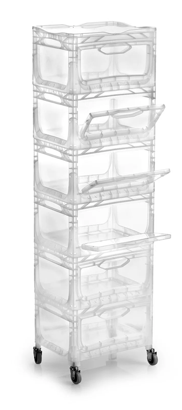 MagicKombo 6 x 400 x 300 x 220mm Euronorm Storage Tower on Wheels
