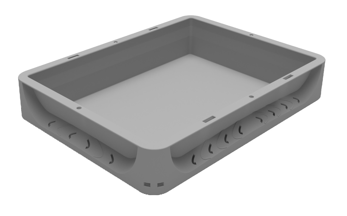 7 Litre Euronorm ECO Grey Stacking Container Pizza Dough Tray