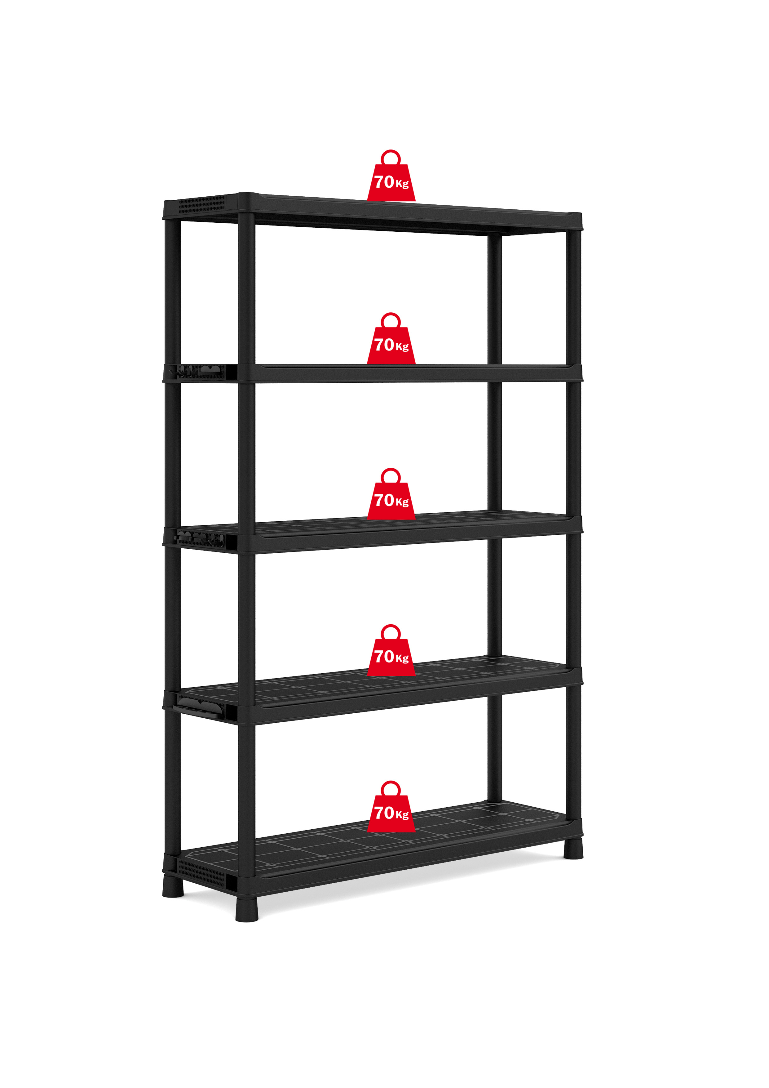 75kg Extra Wide Heavy Duty 5 Tier Plastic Shelving 