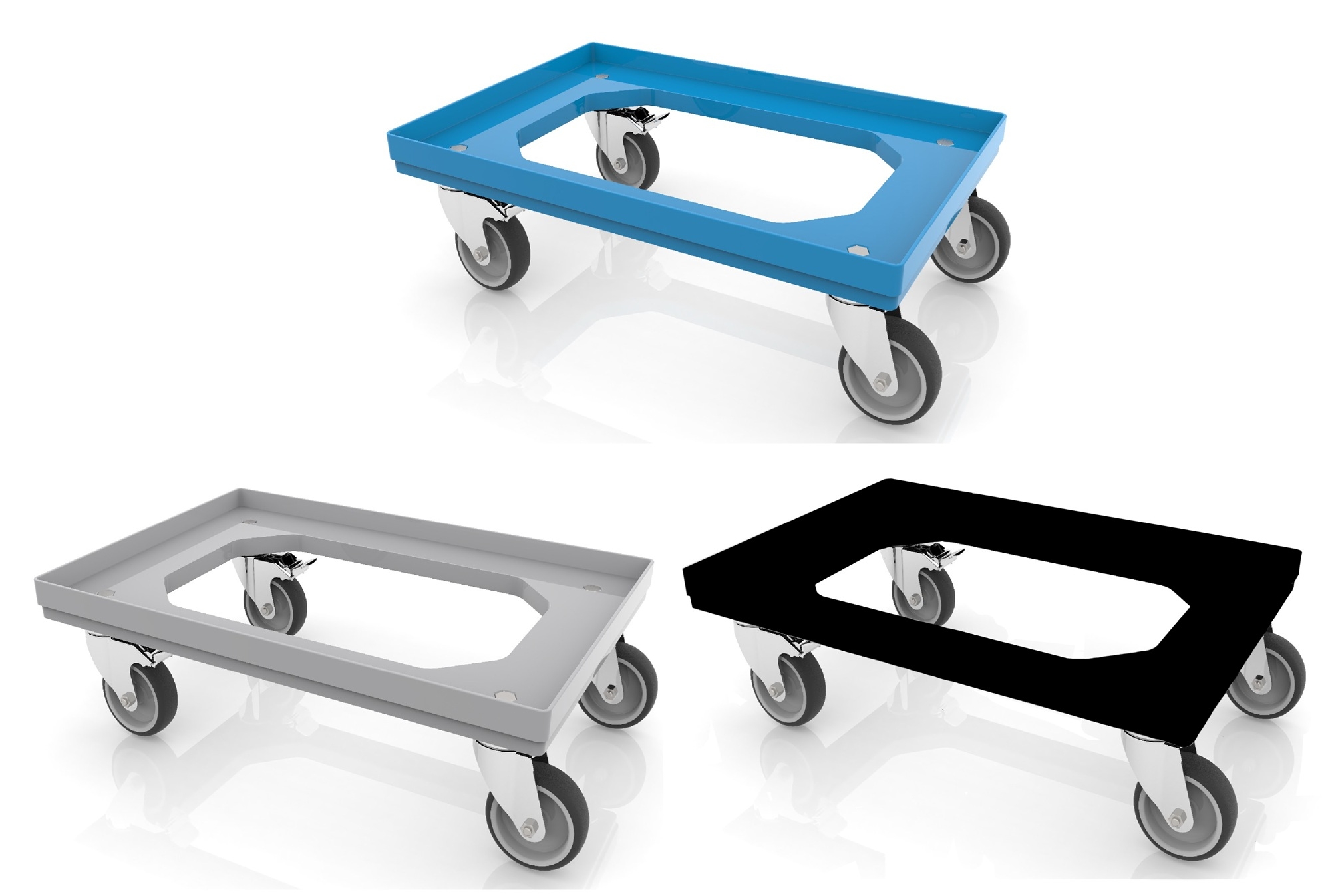 600 x 400 Heavy Duty Euro Plastic Stacking Container Dolly