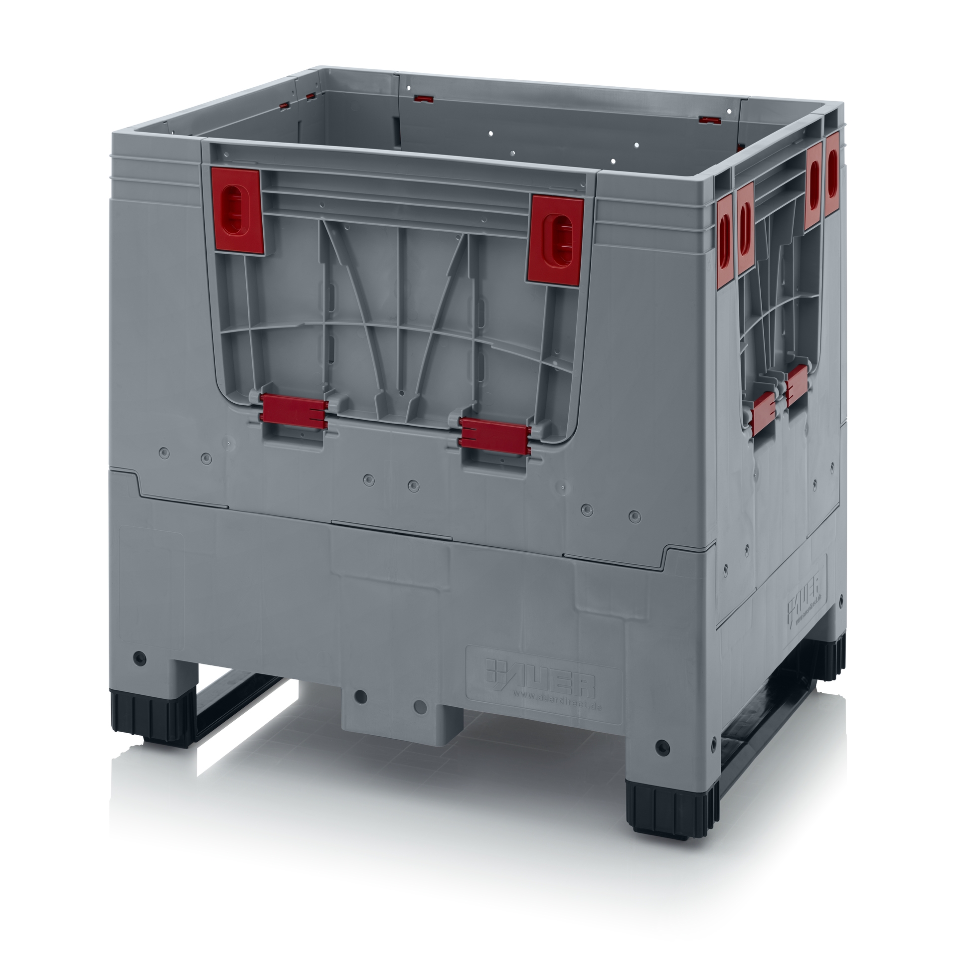 250 Litre Folding Mini Pallet Box / Bulk Storage Container with Side Opening Flaps on 3 Skids