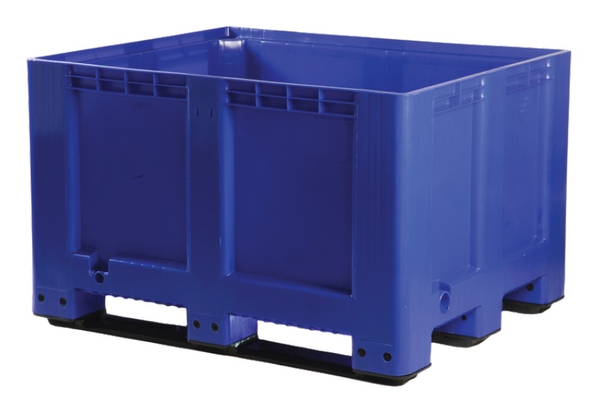 610 Litre Multiple Colour Option Standard Size Pallet Box / Bulk Storage Container. Solid sides with 3 Skids