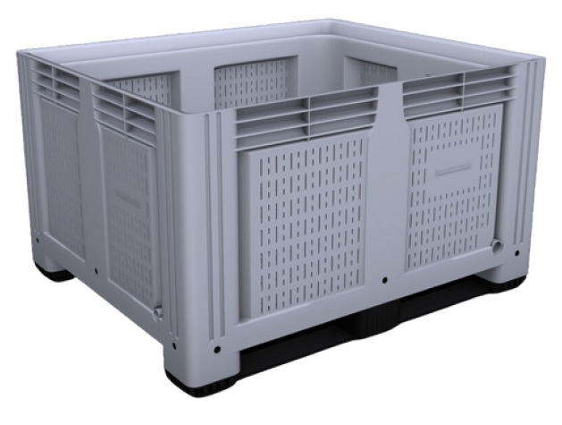610 Litre Ventilated Pallet Box / Bulk Storage Container with 2 Skids