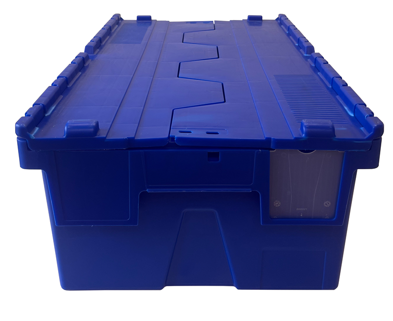 USED 44 Litre Super Strong Recycled Attached Lid Container Tote Box