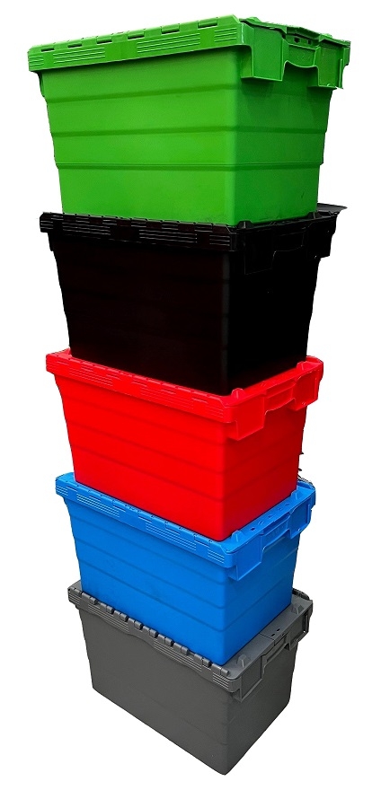 68 Litre Heavy Duty Colour Coded Attached Lid Containers