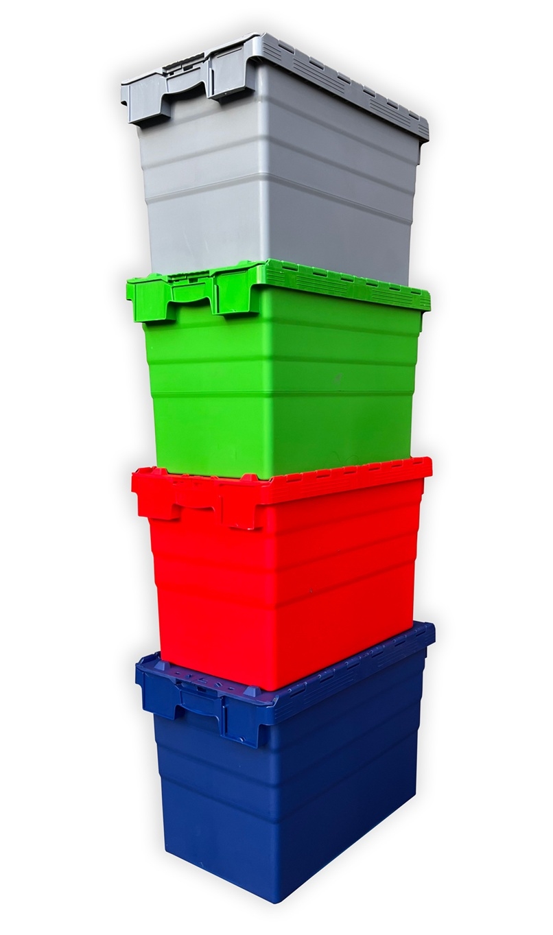 78 Litre Heavy Duty Colour Coded Attached Lid Containers